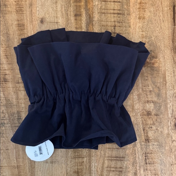 STAUD Navy Strapless ruffle tube Top navy blue XS extra small NWT NEW TAGS - Picture 8 of 8
